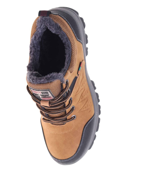 Grubo ocieplone wiązane buty trekkingowe Camel /C3-2 18469 T582/