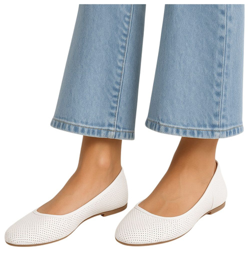 Ażurowe balerinki białe /A2-2 +h2 11274 T191/