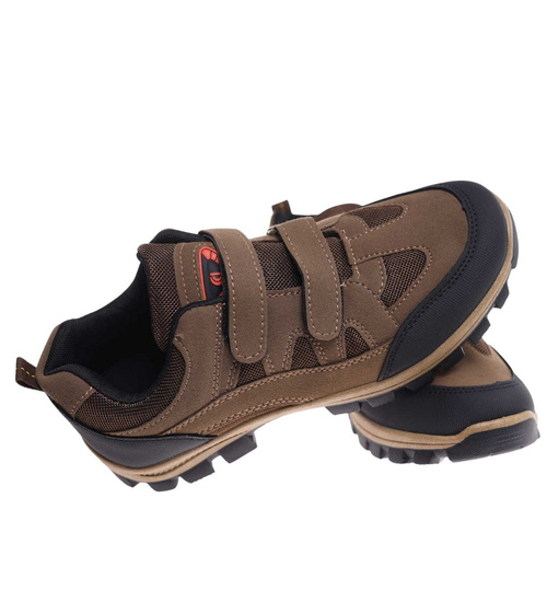 Buty trekkingowe na rzepy Brązowe /E3-3 18205 T386/