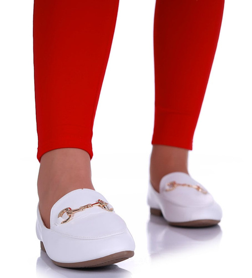 Wsuwane białe baleriny lordsy /C6-3 17198 G18-45/