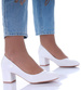 Białe czółenka na grubym obcasie /F10-3 17007 S284/