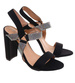 Czarne damskie sandały na słupku z cyrkoniami /B2-1 16084 G18-45/