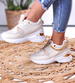 Beżowe trampki sneakersy na koturnie /C2-2 10921 W385/