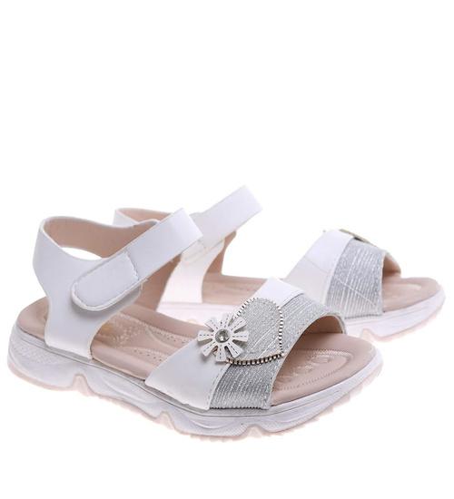 Białe sandałki dziewczęce z rzepami /G5-2 16384 T381/