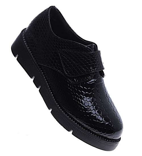 Czarne dziewczęce półbuty na rzep /D2-3 14936 T039/ Czarne dziewczęce półbuty na rzep /D2-3 14936 T039/