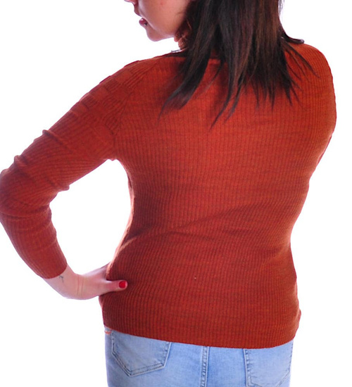 Damski ciemno brązowy golf z perełkami /B6-1 UB305 T197/