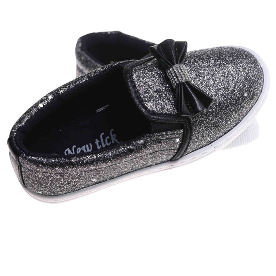 Tenisówki dziewczęce Wsuwane czarne trampki /A7-2 17853 T111/