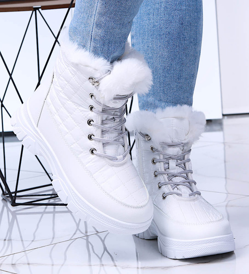 Białe zimowe śniegowce z futerkiem /D7-1 15355 T562/