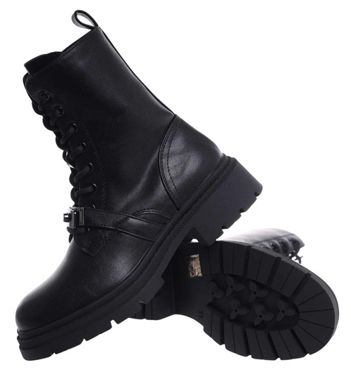 Czarne ocieplane botki trapery /K3-3 18532 W384/