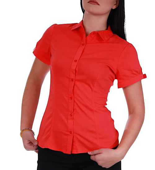 Bawełniana czerwona koszula z kołnierzykiem /H2-K39 UB785 G3-69/