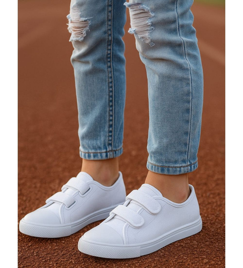 Białe tenisówki dla dziewczynki na rzepy /C2-1 18102 T189/