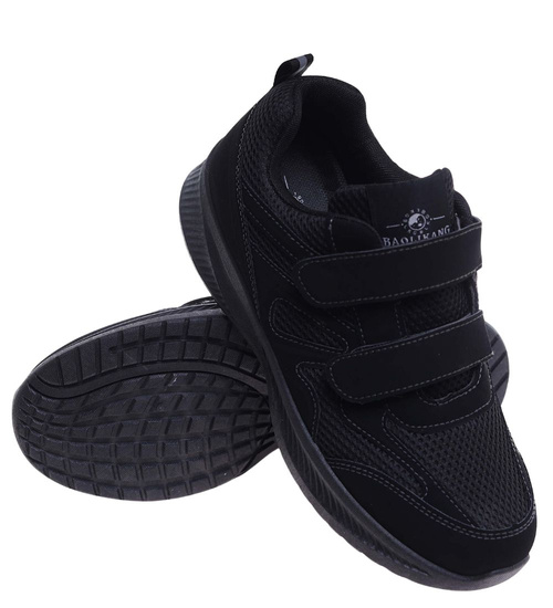 Czarne lekkie buty sportowe na rzepy /C1-3 18155 T289/