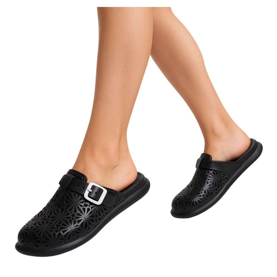 Klapki damskie Ażurowe buty na plażę Czarne /H2 17854 G008/