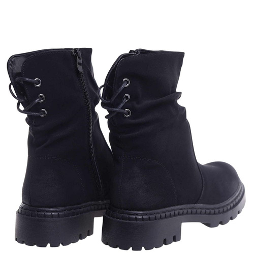 Czarne płaskie botki saszki /B3-2 18324 W305/