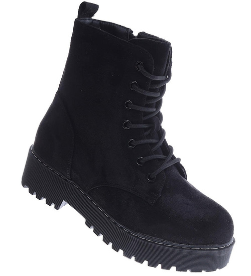 Ocieplane czarne trapery na platformie /A5-2 15021 T498/