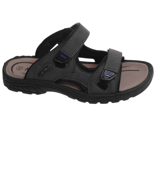 Męskie szare sandały klapki na rzepy /D7-2 17898 T284/