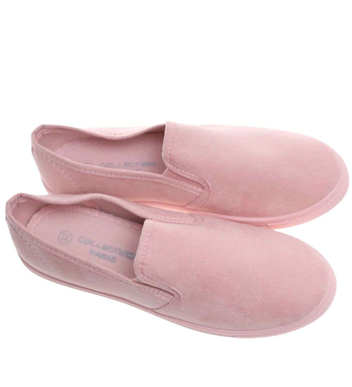 Wsuwane tenisówki z tkaniny pastelowe Pudrowy róż /F2-2 18764 T1/