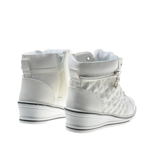 Wygodne dziewczęce buciki z suwakami Białe /E3-2 7592 S193/