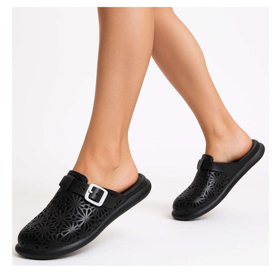 Klapki damskie Ażurowe buty na plażę Czarne /H2 17854 G008/
