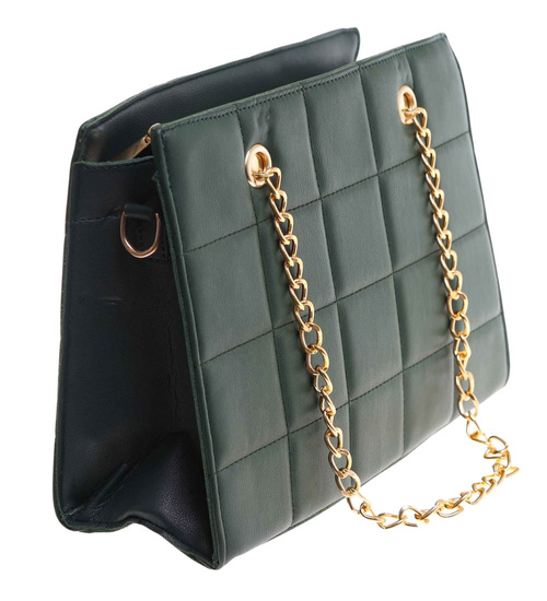 Zielona torebka kuferek z łańcuszkiem i paskiem /H2 K1 TB677 G195/