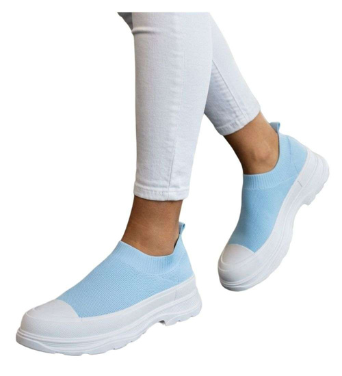 Błękitne trampki na platformie wsuwane /E1-3 18746 T7/