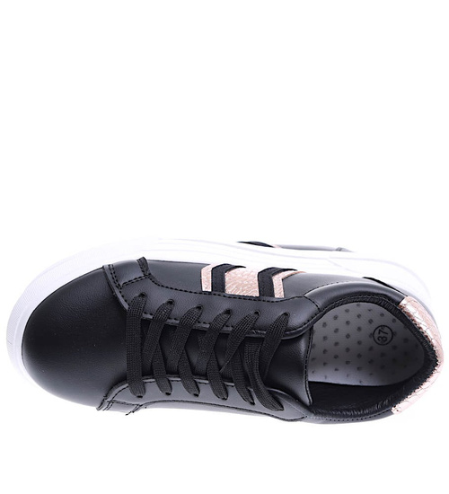 Czarne wiązane trampki na platformie /C2-2 15788 T231/