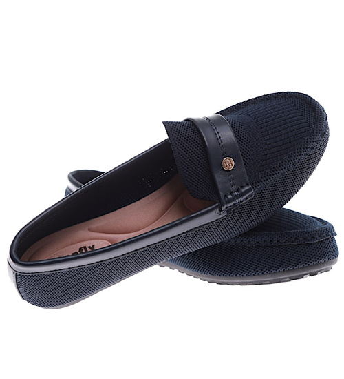 Granatowe ażurowe półbuty damskie lordsy /E7-3  +h2 16410 G187/