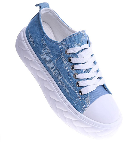 Niebieskie trampki creepersy na platformie /B7-3 14838 T236/