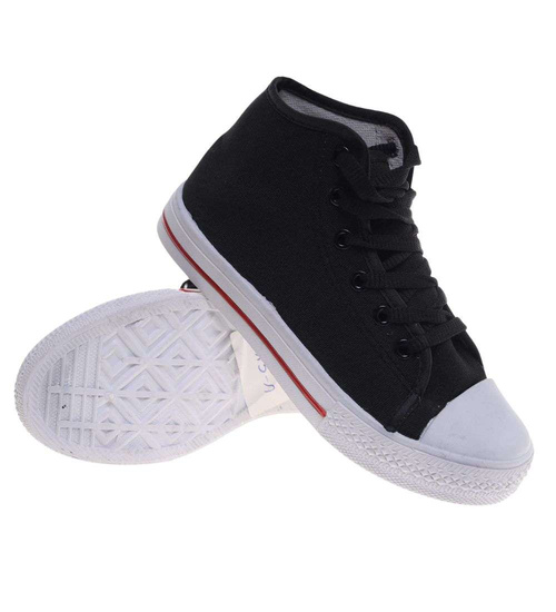 Wysokie czarne rampki damskie /G13-1 14296 T131/