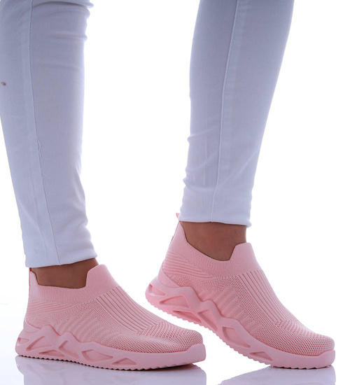 Wkładane różowe buty sportowe damskie /F8-2 17447 W188/