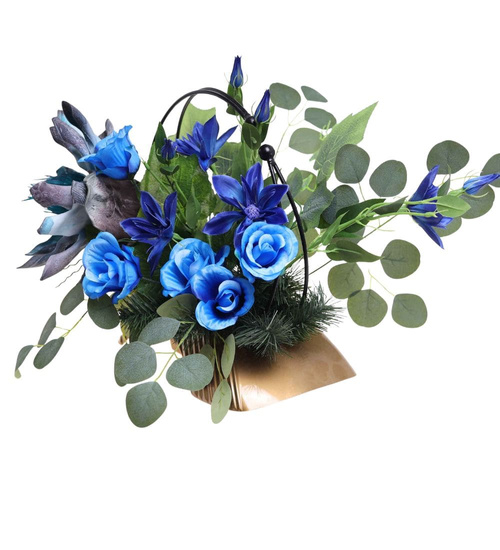 Duży stroik Niebieskie kwiaty KOMP145 M600