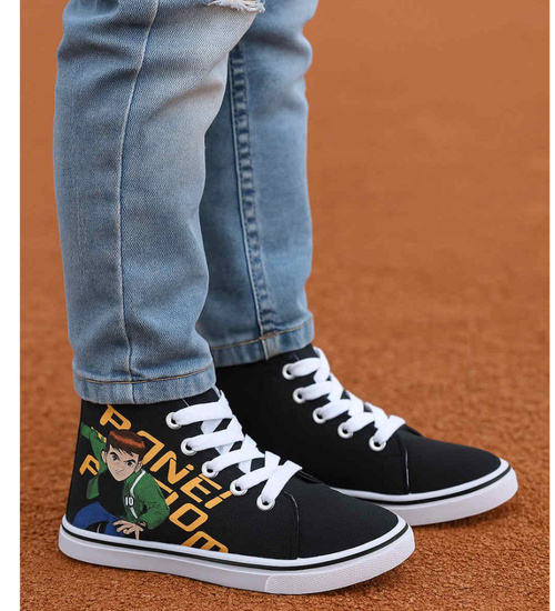 Sznurowane czarne trampki chłopięce /C6-1 7549 S097/