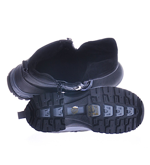 Ocieplane botki jak trapery Czarne /F8-2 12694 S690/