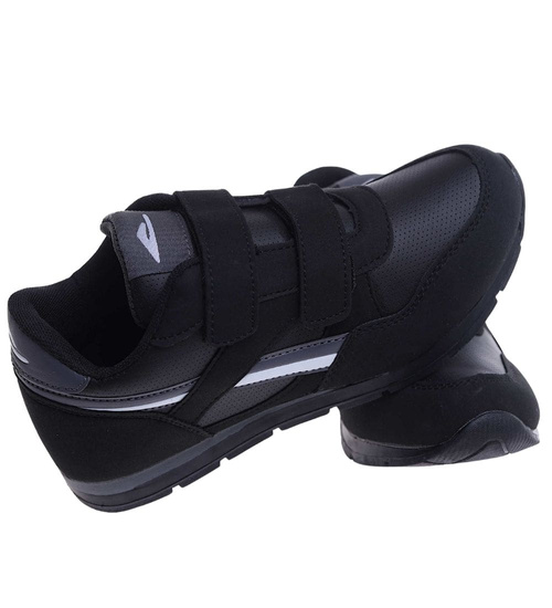 Sportowe czarne buty chłopięce na rzepy /D3-1 18124 T389/