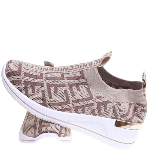 Wsuwane elastyczne buty sportowe Khaki /A4-2 16053 T184/