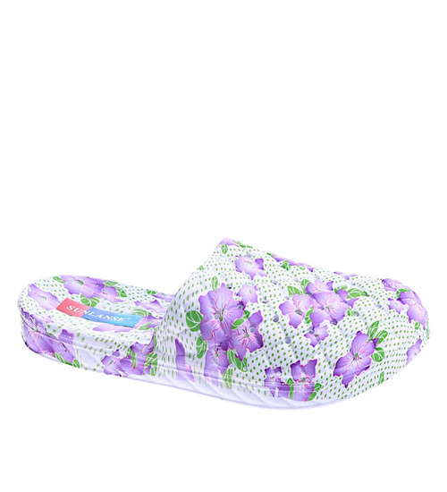 Fioletowo białe damskie klapki na basen /G13-1 14163 S009/