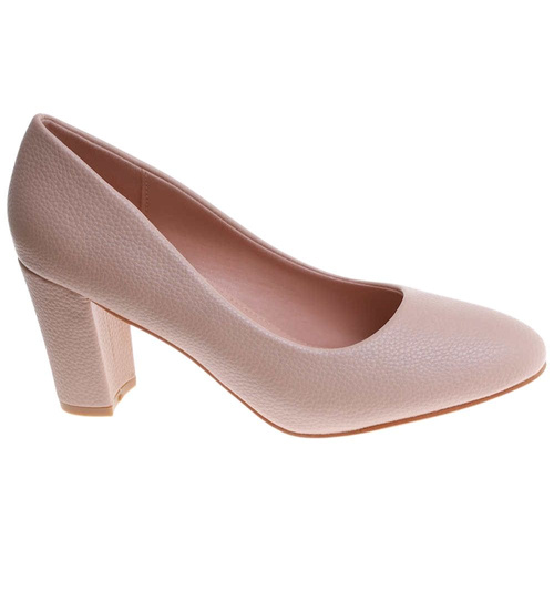 Beżowe czółenka na słupku /C5-3 h2 17748 G157/