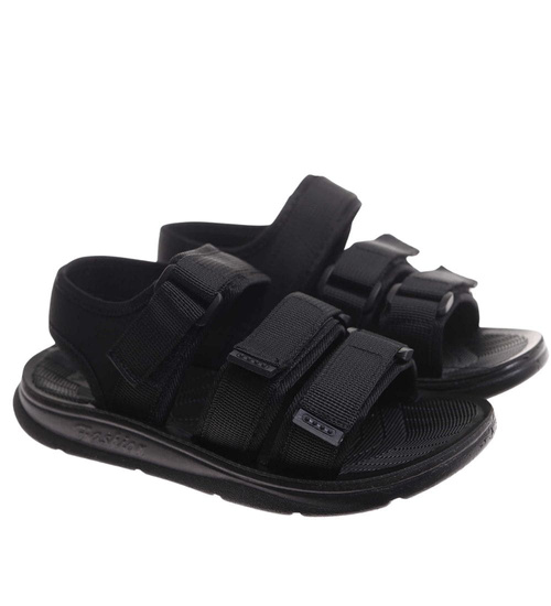 Czarne chłopięce sandały na rzepy /G7-2 17895 T155/