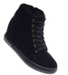 Czarne sneakersy damskie na koturnie /F4-2 18133 T397/