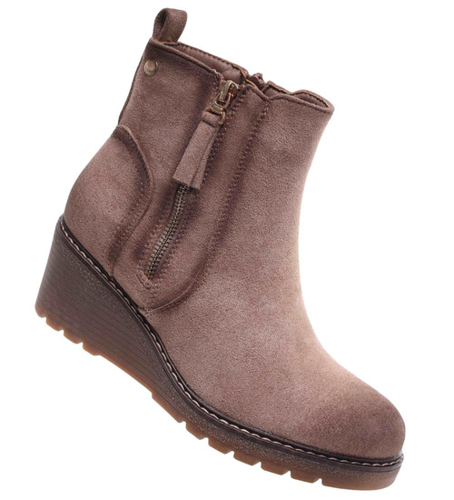 Damskie botki na niskim koturnie /E3-2 18321 W4/