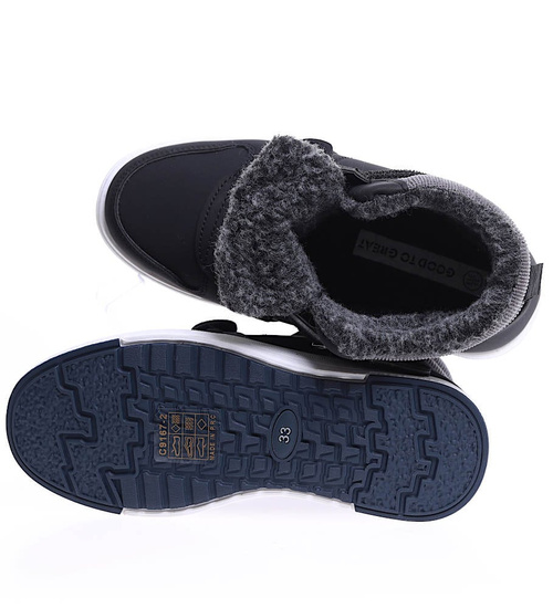 Ocieplane chłopięce buty na rzepy Czarne /G10-3 15329 T537/