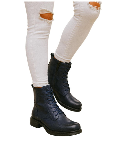 Granatowe botki ocieplane workery damskie /i5-2 h2 18400 W282/