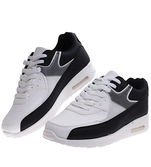 Czarno białe męskie buty sportowe /E8-1 16955 T482/