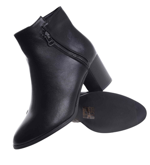 Wizytowe botki zimowe na obcasie /F10-3 18522 G384/