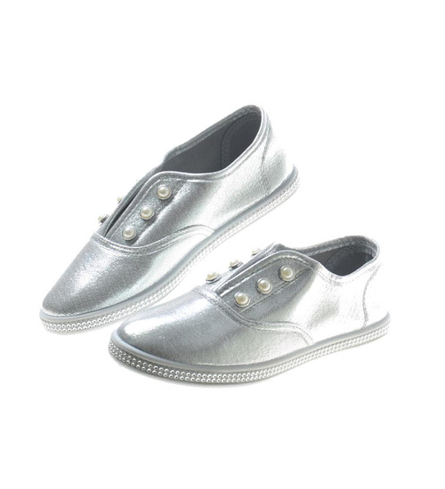 Trampki dziewczęce wsuwane srebrne /A1-1 7637 S101/