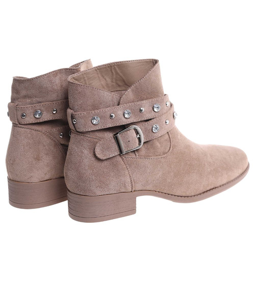 Zamszowe botki damskie khaki /J5-3 18553 W222/