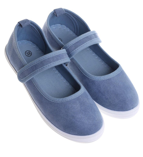 Wsuwane niebieskie dziewczęce tenisówki balerinki czeszki z paseczkiem /G8-1 17788 T124/