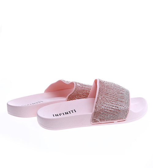 Beżowe damskie klapki na basen /G11-1 14161 S193/