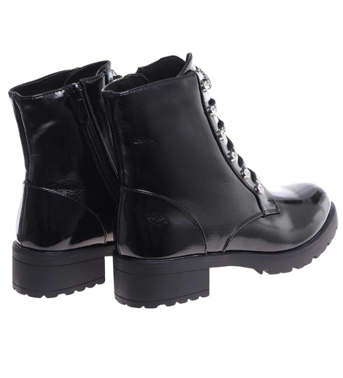 Czarne lśniące botki workery /F3-2 18386 W484/