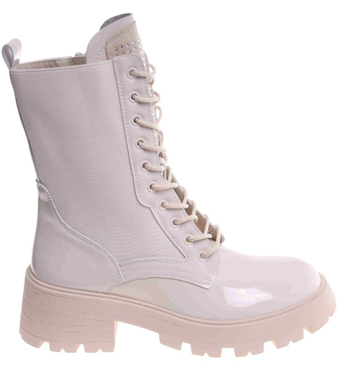 Beżowe botki trapery glany /D2-1 18208 T383/